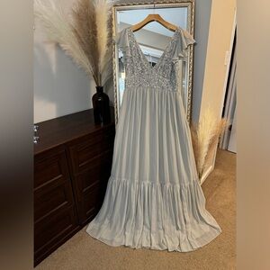 BHLDN Daphne Dress | Chiffon Sequin A-Line | Size 12-14 | Excellent Condition